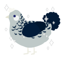 Starlight, a silver and tumblr chicken with a half-lace pattern