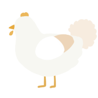 A white and cream chicken