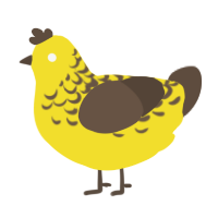 banana, a yellow and bark chicken with a half-lace pattern