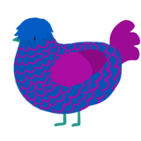 A ultramarine and plum chicken with a lace pattern