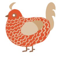A vermilion and beige chicken with a lace pattern