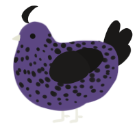 A overcast and sable chicken with a speckle pattern
