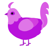 Brunch, a amethyst and orchid chicken with a head pattern