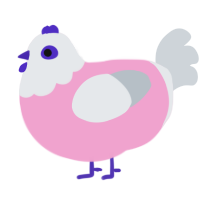 A pink and mist chicken with a head pattern
