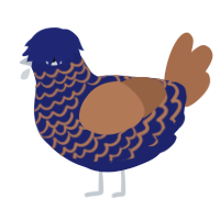 A navy and brown chicken with a lace pattern