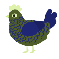 A olive and navy chicken with a lace pattern