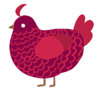 A maroon and crimson chicken with a lace pattern