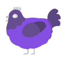 A blurple and overcast chicken with a head pattern