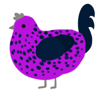 A amethyst and tumblr chicken with a speckle pattern
