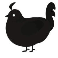 A sable and black chicken with a neck-speckle pattern