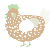Swan, a beige and white chicken with a speckle pattern