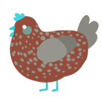A russet and ash chicken with a speckle pattern