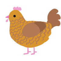 Gold nugget, a orange and brown chicken with a lace pattern