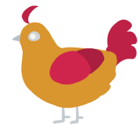 A orange and crimson chicken