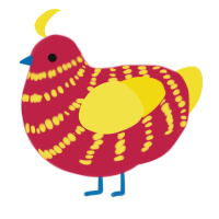 (unnamed), a crimson and yellow chicken with a bar pattern