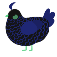 A black and navy chicken with a lace pattern