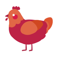 (unnamed), a crimson and vermilion chicken with a head pattern