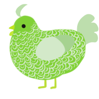 A grass and gluppy chicken with a double-lace pattern