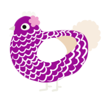 A plum and cream chicken with a lace pattern