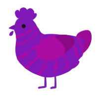 A violet and plum chicken with a bar pattern