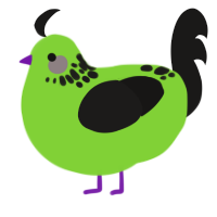 A grass and sable chicken with a neck-speckle pattern