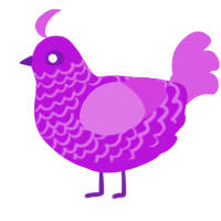 EZ Squirt, a amethyst and orchid chicken with a lace pattern