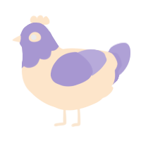 A tumblr and olive chicken with a head pattern