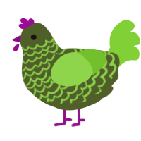 Shrubbery, a olive and grass chicken with a lace pattern
