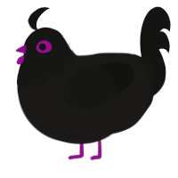 Pink void, a sable and black chicken with a head pattern