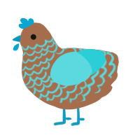 Icy Rock, a brown and aqua chicken with a lace pattern