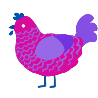 A fuchsia and blurple chicken with a lace pattern