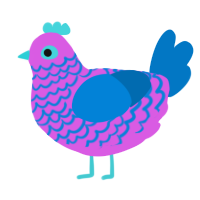Bubblegum, a orchid and sapphire chicken with a lace pattern