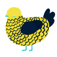 Yuzu, a yellow and tumblr chicken with a lace pattern
