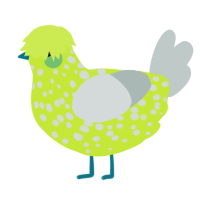 A lime and silver chicken with a speckle pattern
