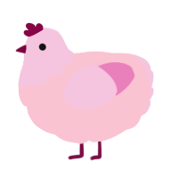 A rose and pink chicken with a head pattern