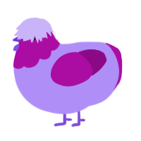 A lilac and plum chicken with a head pattern