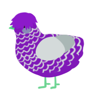 Purple Koolaid, a violet and silver chicken with a lace pattern