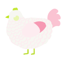 A white and rose chicken with a lace pattern