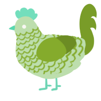 A gluppy and chartreuse chicken with a lace pattern