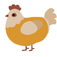 A orange and beige chicken with a head pattern