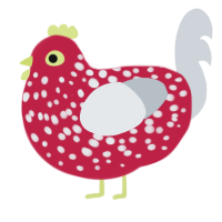 Lemon Mush, a crimson and mist chicken with a speckle pattern