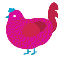 A fuchsia and crimson chicken with a lace pattern