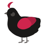 A sable and crimson chicken