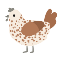 A cream and brown chicken with a speckle pattern