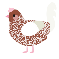 A russet and white chicken with a double-lace pattern