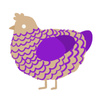 A beige and violet chicken with a lace pattern