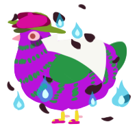 A amethyst and viridian chicken with a bar pattern