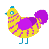 A yellow and amethyst chicken with a bar pattern