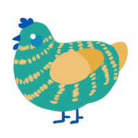 (unnamed), a turquoise and honey chicken with a bar pattern