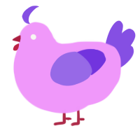 A lavender and blurple chicken